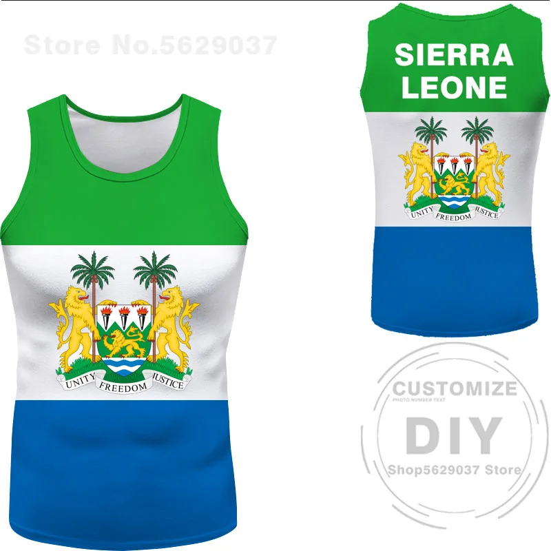 Sierra Leone Vest Diy Free Sle Tank Top Nation Flag Sl Republic Leonean Country College Print Photo Sleeveless T-shirt