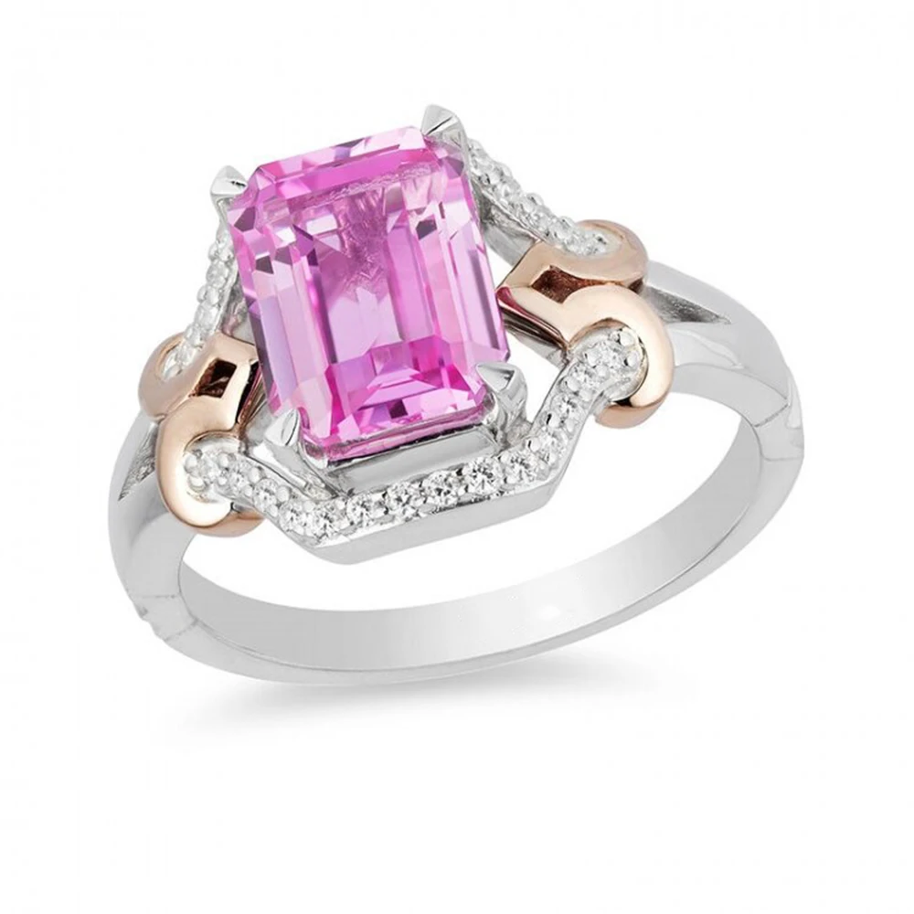 

HESHI European and American ins style simple temperament romantic aurora pink topaz diamond crown ring