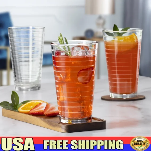 8-Piece Set High-Quality Drinking Glasses Elegant Drinkware Stackable Durable Dishwasher Safe Glasses Home Bar Kitchen Party