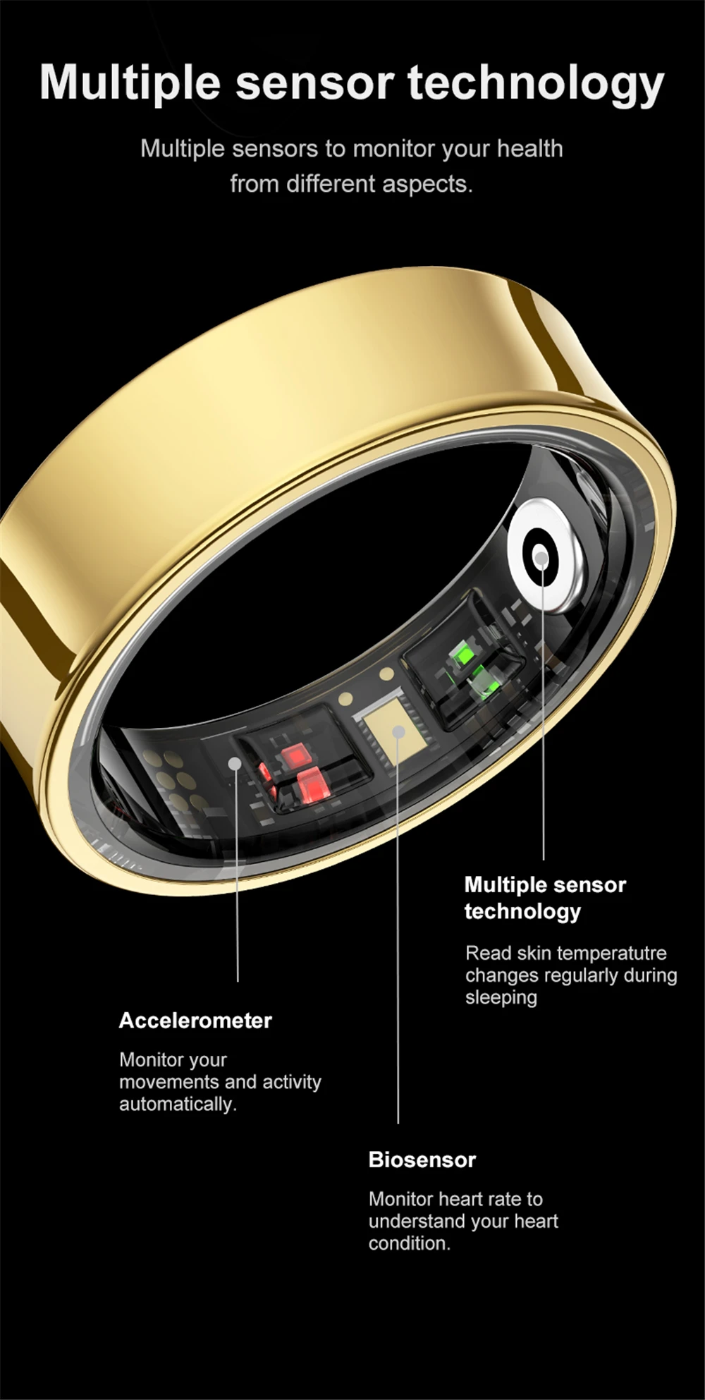 New Smart Ring Men Women Charging Case Skin Temperature Health Sleep Monitor 5ATM Waterproof Camera Control Holidays Gifts