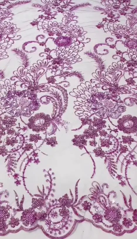 

Beautiful Dress Design Beaded Fabric With Beads Embriodery French Tulle lace Africa fabric For Evening dresses Long dress