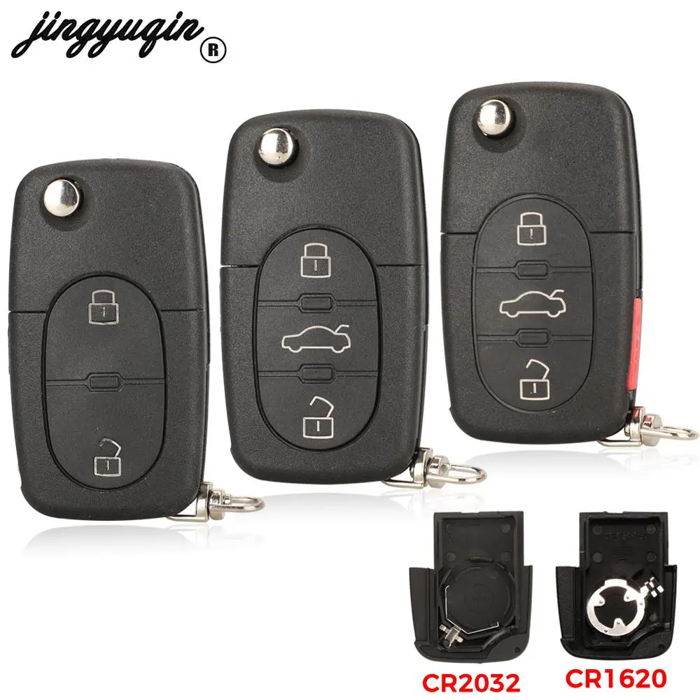 Jingyuqin 2/3/4 Pulsanti Per Audi A2 A3 A4 A6 A8 Tt Rs4 Switchblader Flip Remote Key Case Shell Cr1620 /Cr2032 Sostituzione Fob