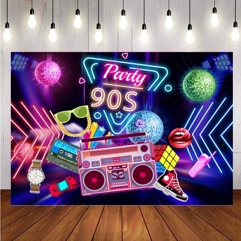 90's Backdrop Hip Hop Music Disco Light Scene Birthday Party Photography  Background Photo Studio Prop Decor Banner - Backgrounds - AliExpress