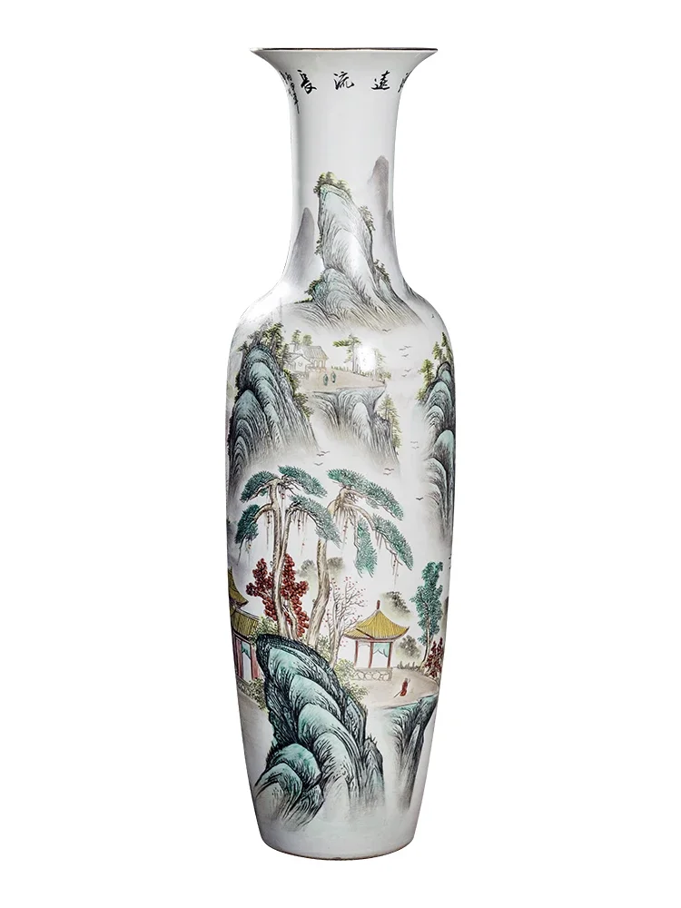 

Ceramic Ware Chinese Hand Painted Pastel Floor Large Vase Decoration Living Room Flower Arrangement Opening Porcelain Bottle