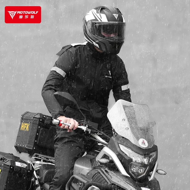 Motowolf Waterproof Motorcycle Raincoat Set Motorcyclists Rain