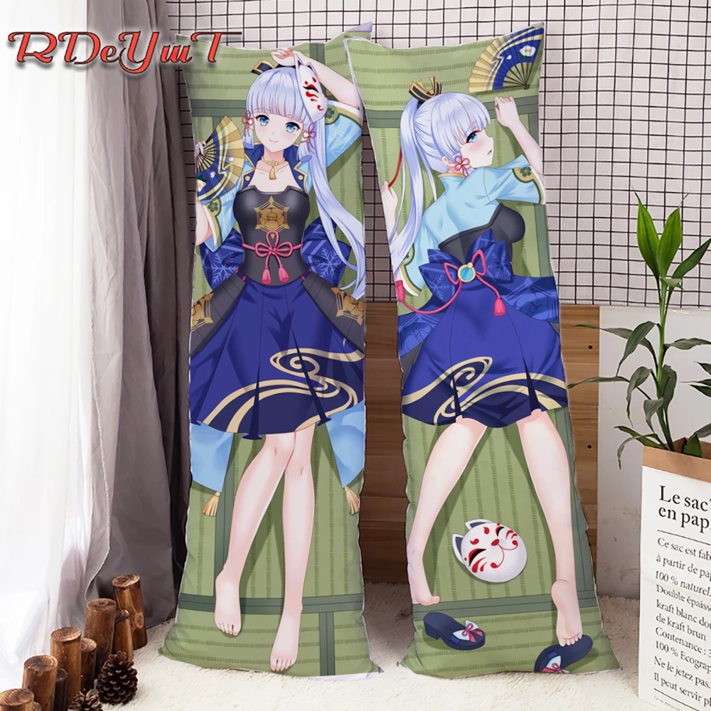

Game Genshin Impact Kamisato Ayaka Dakimakura Hugging Body Pillow Cover Anime HD Printed Peach Skin Throw Cushion Pillowcases