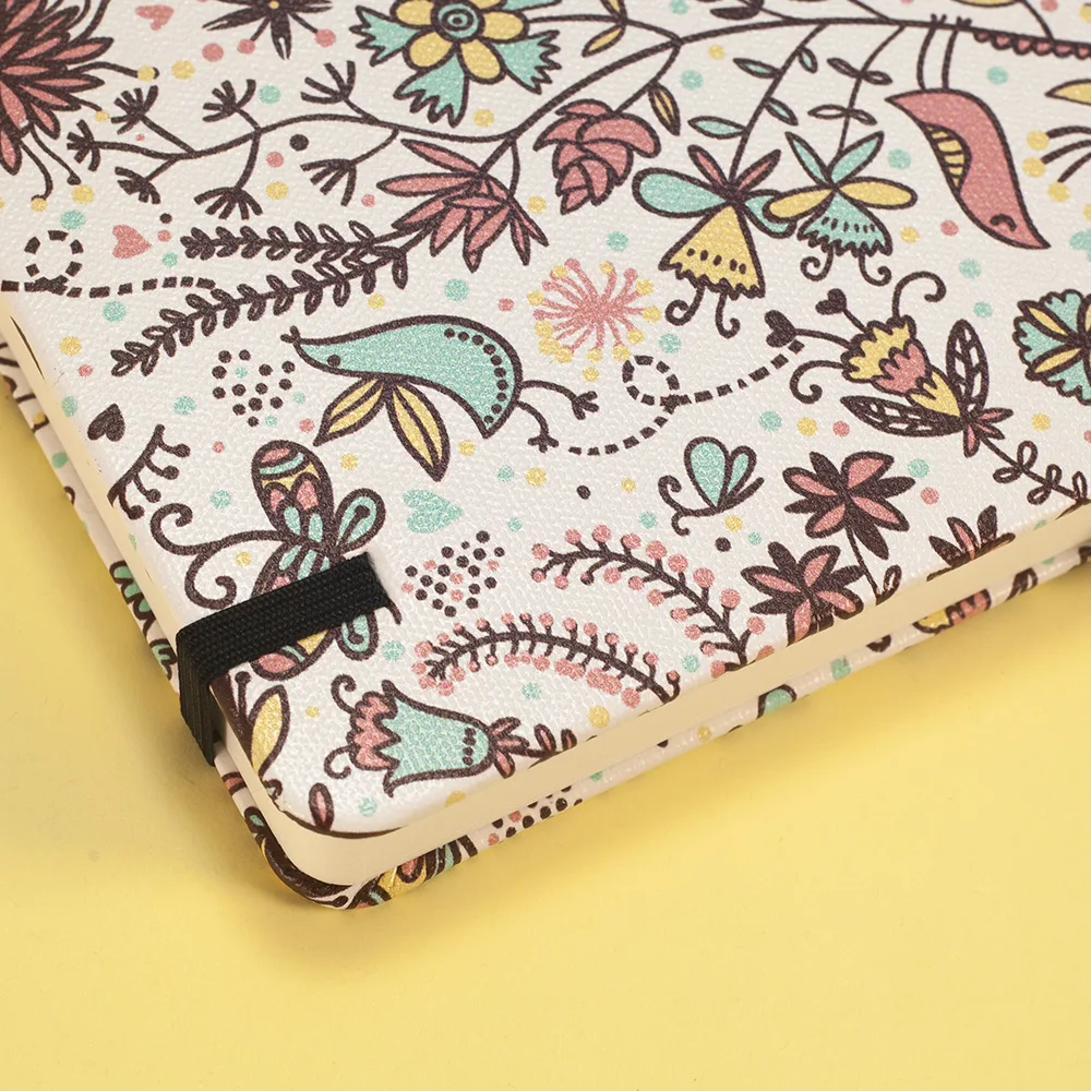 꽃 총알 점선 저널 탄성 밴드 160gsm 두꺼운 종이 Bujo A5 하드 커버 노트북