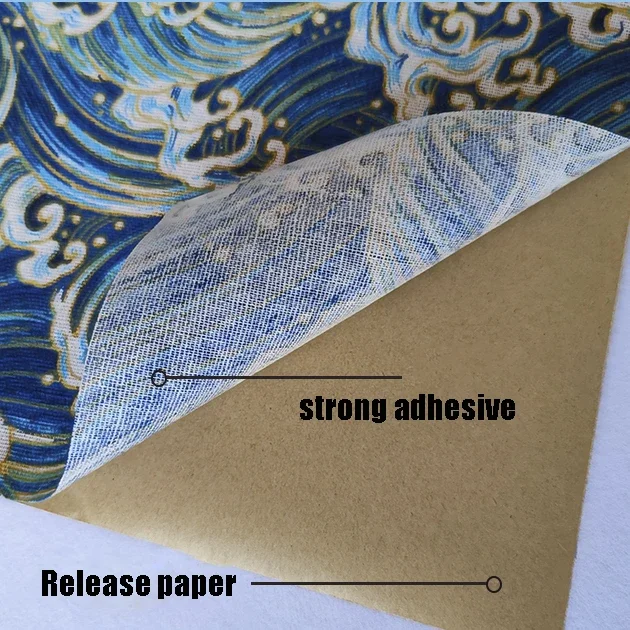 Cotton Fabric 50x148cm Self Adhesive Printed Cotton Linen Fabric for Handicraft Renovation DIY Gift Packaging Home Renovation Decorative Cloth