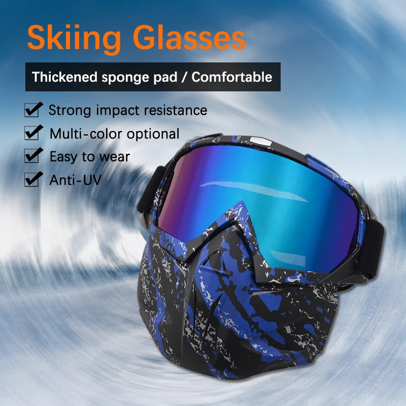 

Skiing Eyewear Winter Windproof Skiing Glasses Motocross Sunglasses with Face Mask Ski Snowboard Snowmobile Goggles Ski Mask