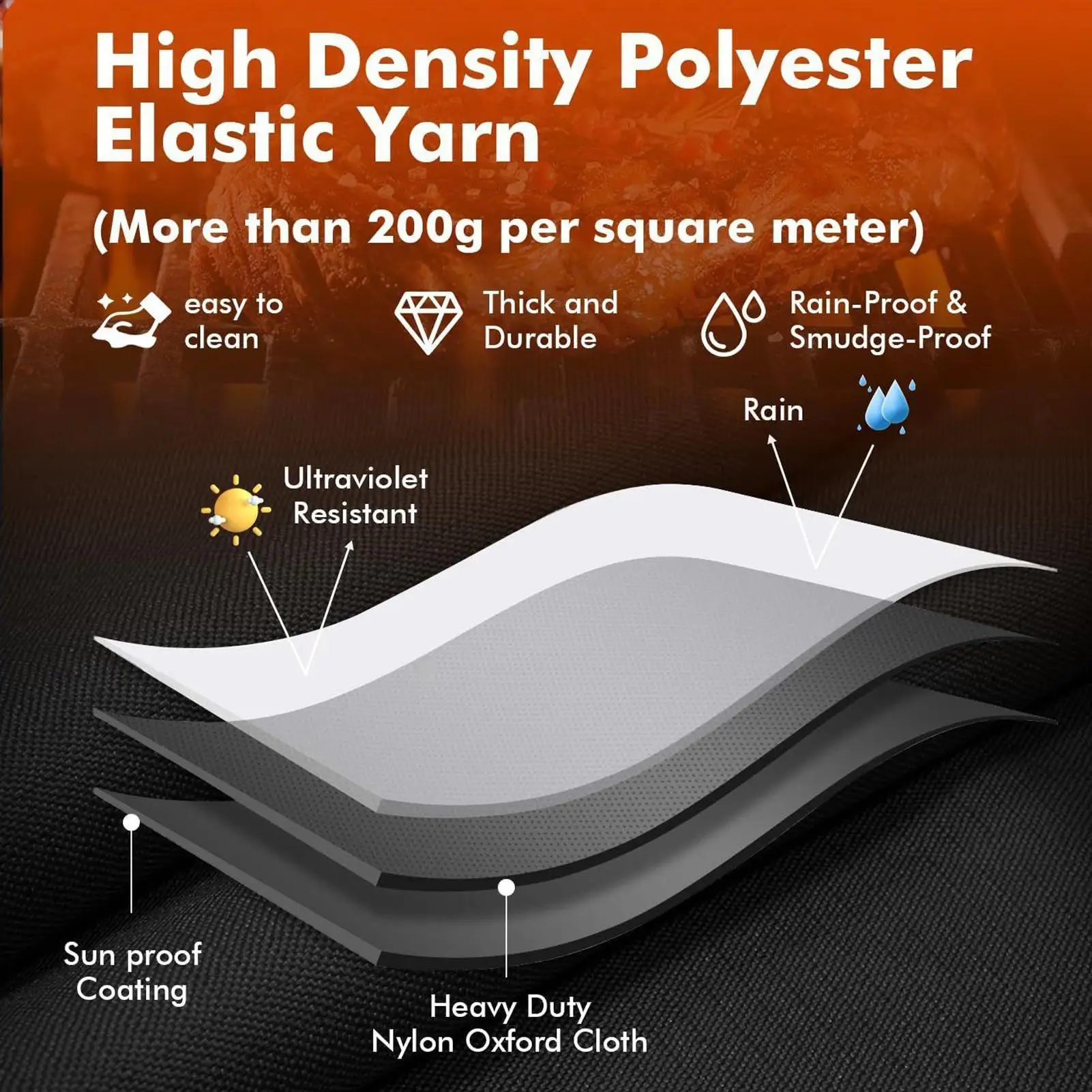 Grill Cover 210D Oxford Adjustable Protector Windproof Barbecue Grill Cover Waterproof For Outdoor Camping Grilling Kitchen