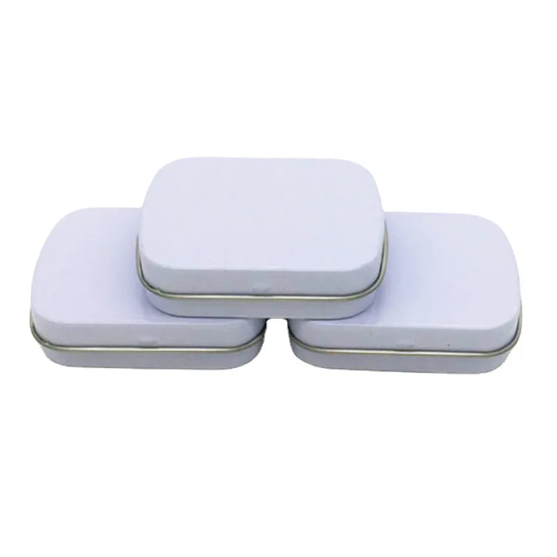 

1 pack White Tin Box Metal Flip Storage Mint Gum Candy 5.8*4.5*1.5cm