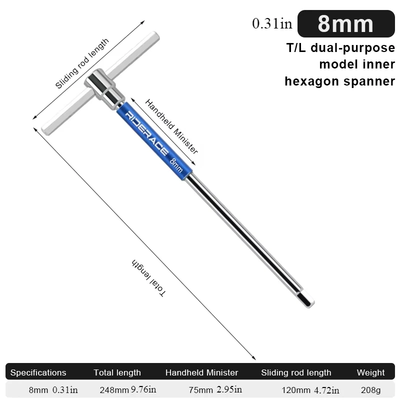 Professioneller Fahrrad-Inbusschlüssel Verlängerter T-förmiger Schraubenschlüssel Robustes Langlebiges Fahrrad-Reparaturwerkzeug 2/2,5/3/4/5/6/8/10mm – Detail 12