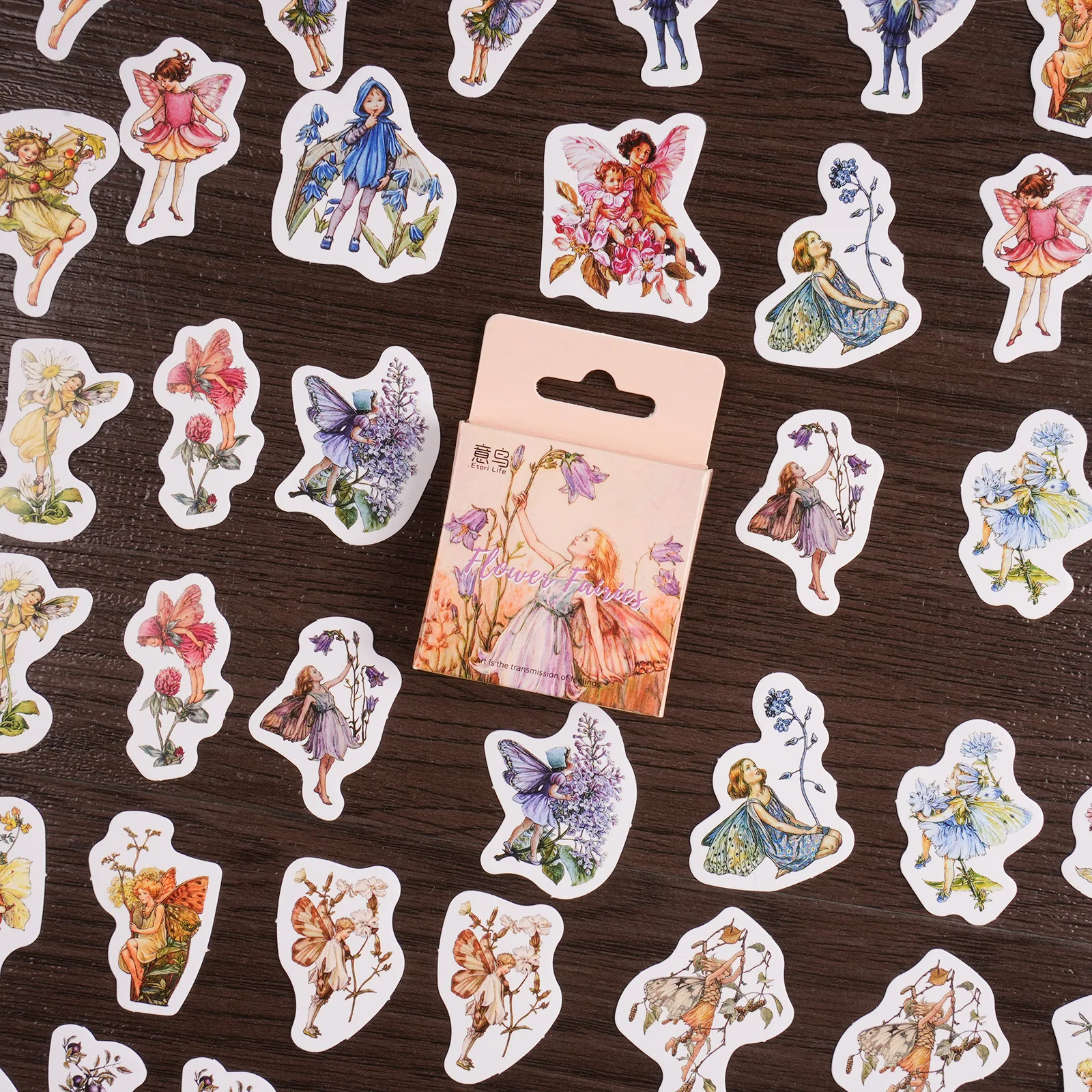 

46Pcs Vintage Flower Fairy Boxed Stickers Decorative Scrapbooking Label Diary Stationery Album Phone Journal Planner