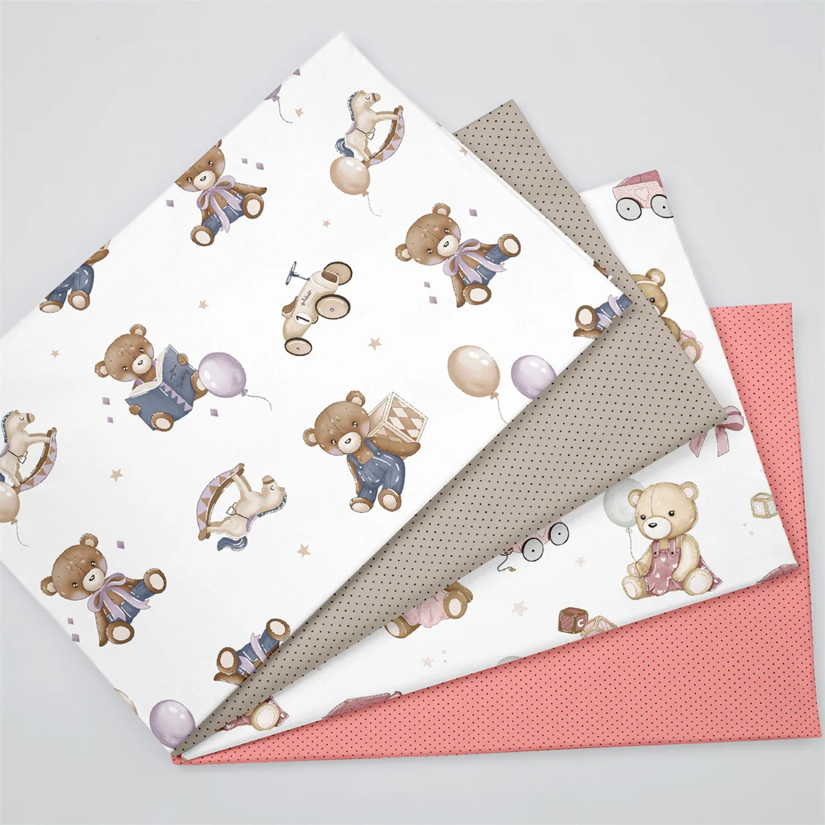 لعبة الدب بالون الرجعية سيارة مطبوعة نسيج القطن للخياطة الحرفية القماش اللحف فستان طفل Tecido Diy بها بنفسك المرقعة اليدوية Tissu