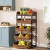 Wood Fruit and Vegetable Storage Rack, 5-Tier Pull-Out Snack Stand Fruit Basket Stand, Utility Shelf Organizer for Kitchen 1