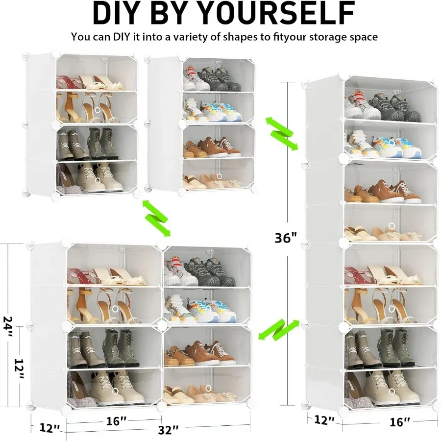 Shoe Storage8 Tier Shoe Rack Organizer for Closet Shoe Cabinet with Door Shoe Shelves for Closet Entryway Hallway Bedroom