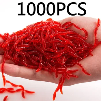 Lifelike Fishy-Smelling Red Earthworm Lures Soft Bait 50-1000Pcs 1