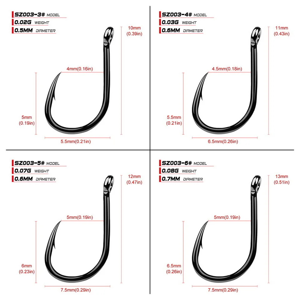 20 stücke Karpfen Angeln Haken Schwarz Farbe Stacheldraht Kreis Haken Fliegen Angeln Scharfe Haken Carbon Stahl Sea Tackle Zubehör Wurm haken – Detail 3