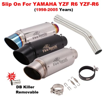 Slip On For YAMAHA YZF R6 YZF-R6 1998-2005 Years Motorcycle Exhaust Escape Mid Link Pipe Connecting 51mm Moto Muffler DB Killer