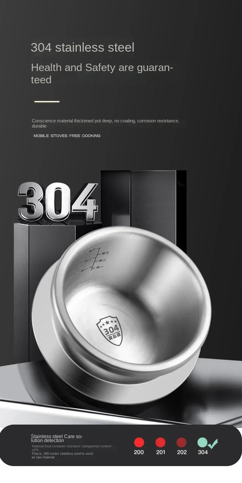 Description Picture 4 of item1.2L/1.6L Gas Induction Cooker Universal Mini Stainless Steel Pressure Cooker Pot Soup Rice Multifunctional Household Stew Pan