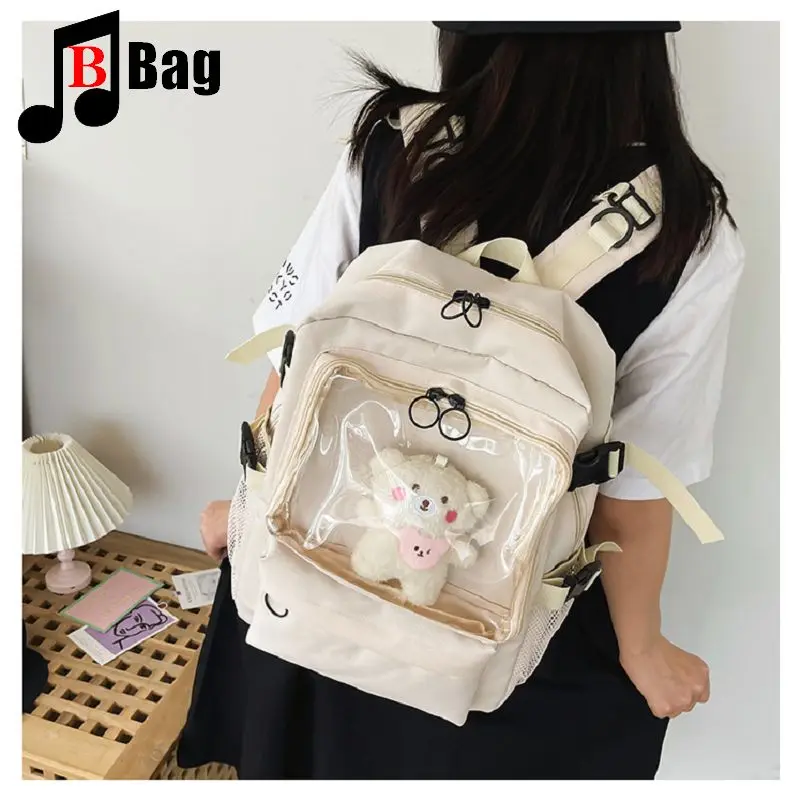 

Baby bag schoolbag female Japanese ins girls transparent Goth backpack fresh soft sister travel nylon pvc backpack tide ita bag