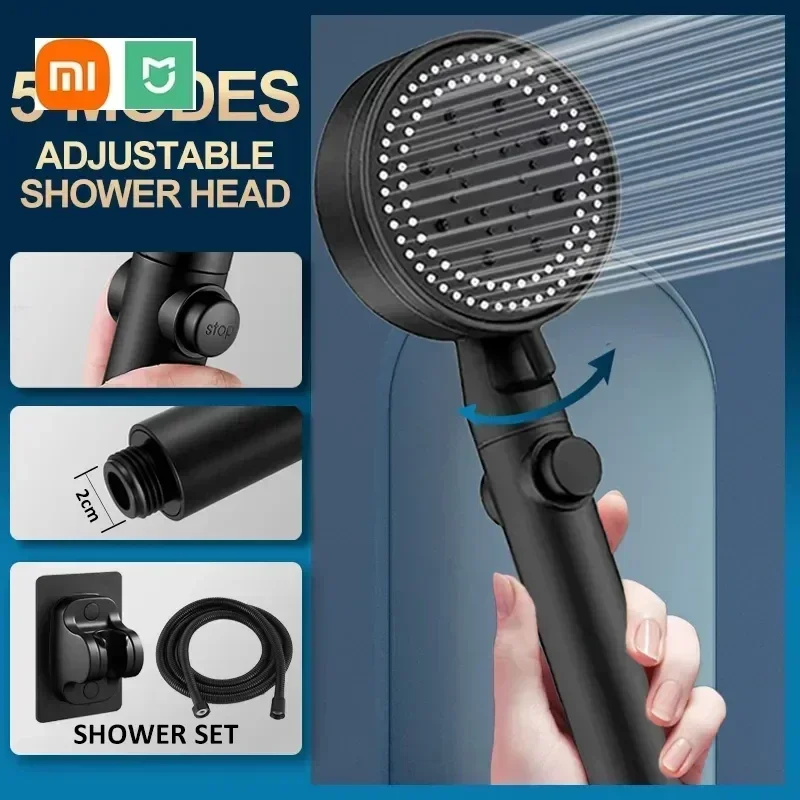 Shower Head Water Saving 5 Modes Adjustable High Pressure Showerhead Handheld Spray Nozzle Bathroom Accessories