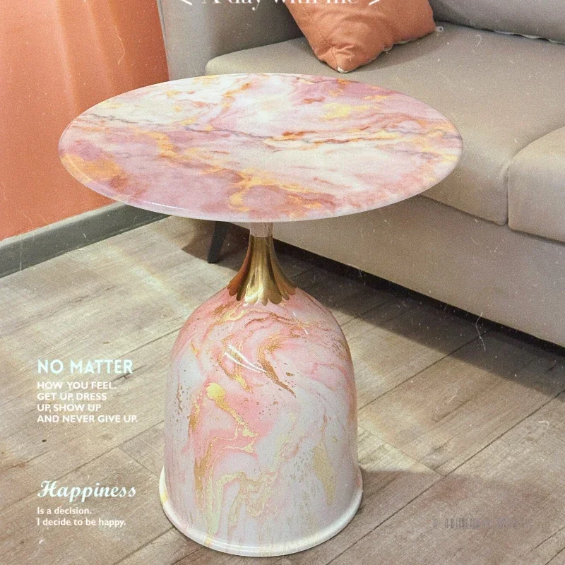 

Small Marble Circular Coffee Tables Simple Modern Luxury Living Room Balcony Irregular Table Iron Art Furniture Italian Mesas