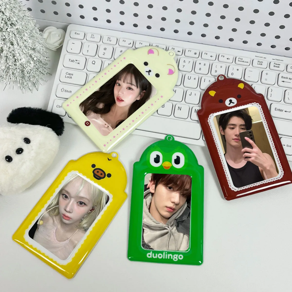 Cute animal PVC card cover star love beans 3-inch campus card storage display pendant 2