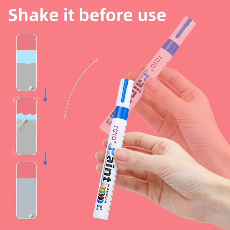 금속 영구 페인트 마커 펜 방수 자동차 타이어 타이어 트레드 고무 낙서 터치 스크래치 젖은 왁스 형광펜 흰색 마커