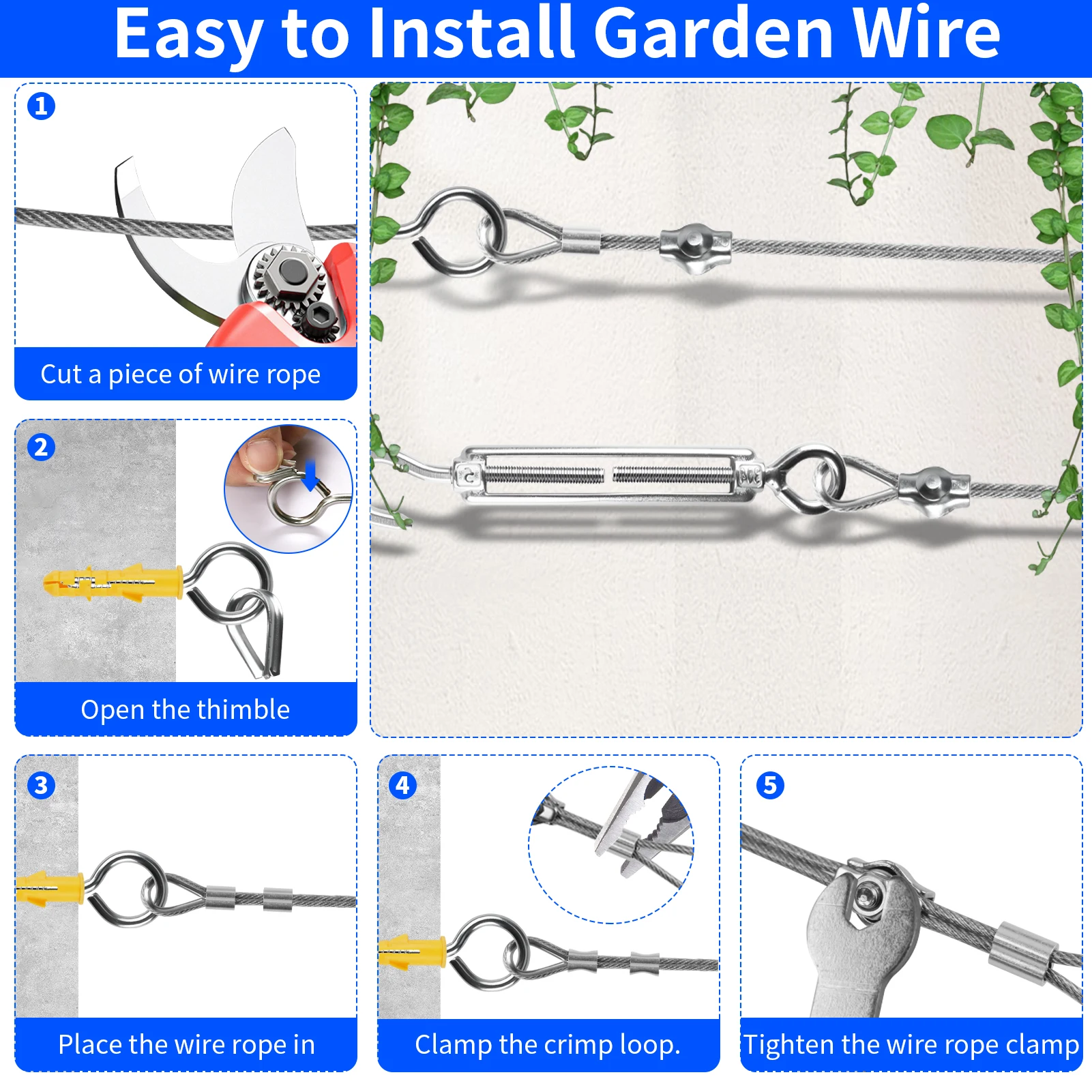 Heavy Duty 72-Piece Sun Shade Sail Hardware Kit for Outdoor Garden Installation