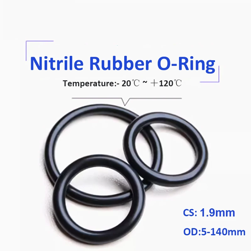 

20PCS NBR O Ring Seal Gasket Thickness CS 1.9mm OD 5~140mm Round Shape Nitrile Butadiene Rubber Spacer Oil Resistance Washer