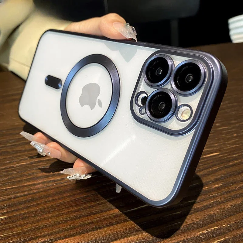 Custodia Magnetica Color Titanio Opaco Per Iphone 15 14 13 12 11 Pro Max Plus Custodia Morbida 15Promax 14Promax