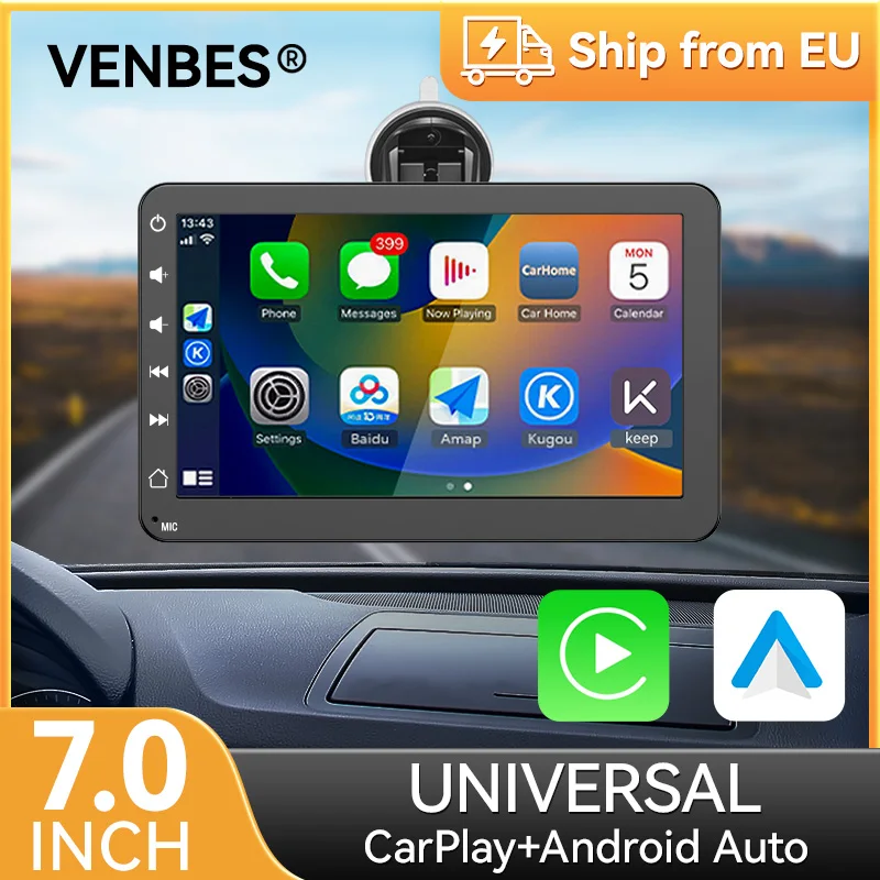 VENBES 7 pouces autoradio sans fil Carplay Android Auto Carplay affichage miroir lien écran tactile 1 VENBES 7 pouces autoradio sans fil Carplay Android Auto Carplay affichage miroir lien écran tactile 1