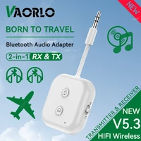 2 In 1 Dual Stream Bluetooth 5.3 Audio Transmitter Receiver 3.5MM AUX Stereo Wireless Adapter With Mic For Car Airplane TV PC