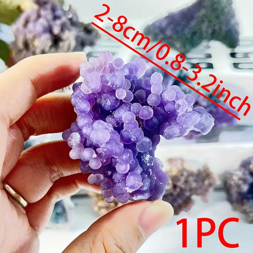 1pc Natural Grape Agate Crystal, Purple Cluster Rough Gemstone, Mineral Specimen for Rock Collection, Home Decor, Crystal Gifts 3