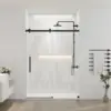 Delavin 56-60.In W X 72.In H Frameless Shower Door, Water Repellent Black Shower Door With 5/16"" (8Mm) Clear Tempered Glass, 2