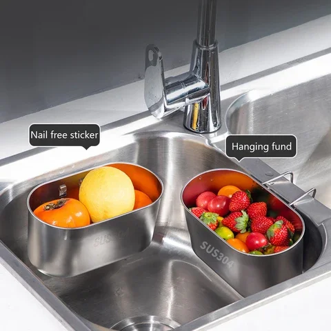 

Stainless Steel Triangle Filter Basket for Sinks Vegetable Fruit Strainer Storage Shelf Rack Kitchen Tools