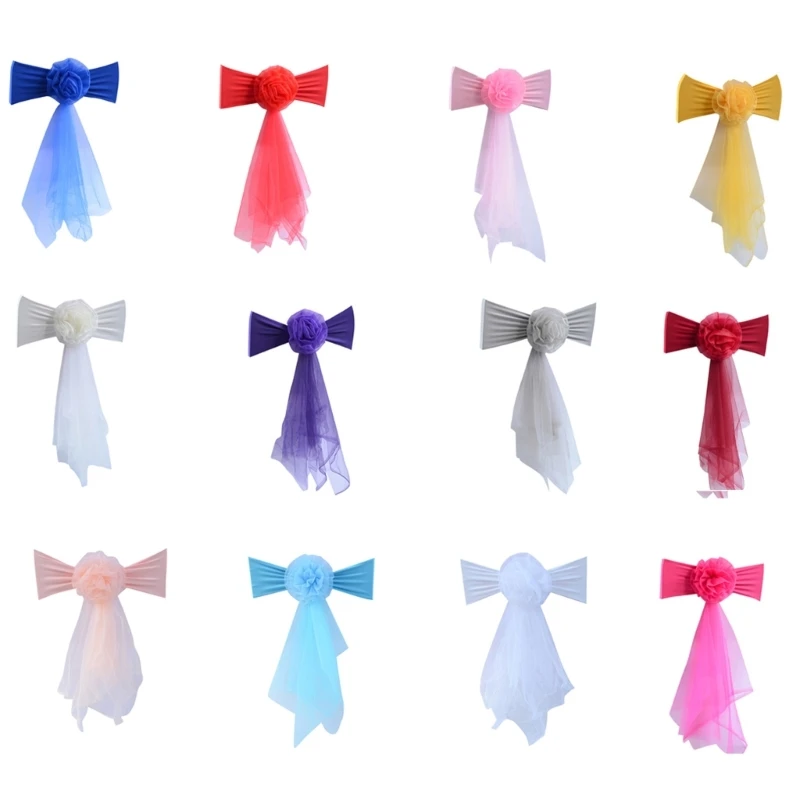 

Y1UB Chair Cover Spandex Chair Sashes Bows Elastic Band Perfect Fit Elastic Band