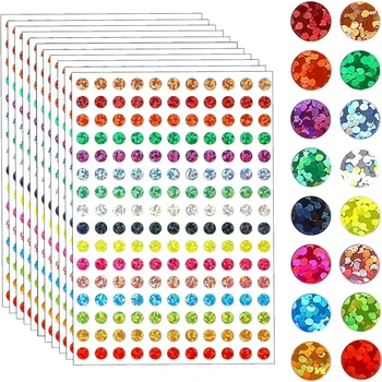 10 fogli Etichette codificate Adesivi laser a punti lucidi Etichette a punti da 1/4 di pollice 16 stili di colori di etichette adesive codificate a colori per ufficio