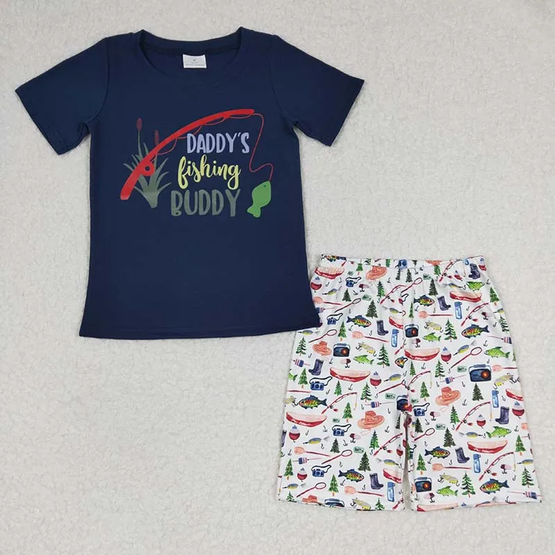 Wholesale Baby Girl Summer Set Short Sleeves Daddy's Fishing Buddy Cotton  Clothes Shirt Tee Kid Shorts Children Hunting Outfit - AliExpress