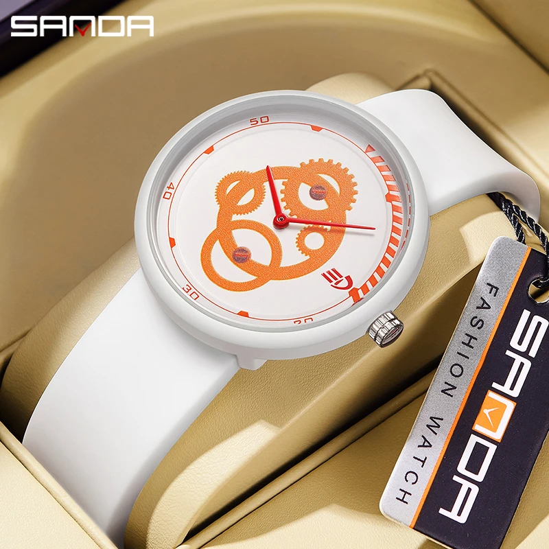 

Fashion Sanda Top Brand New Quartz Watch Youth School Men's And Womens Unisex Simple Silicone Simple Tide Personality Waterproof