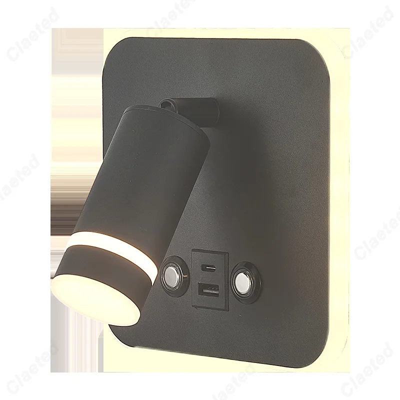 Led light, led wall lamp, wall light, led reading light New Nordic Minimalist Wall Lamp Hotel Interior LED Reading Light Corridor Bedroom USB Charging Bedside Decorate Wall Lamp