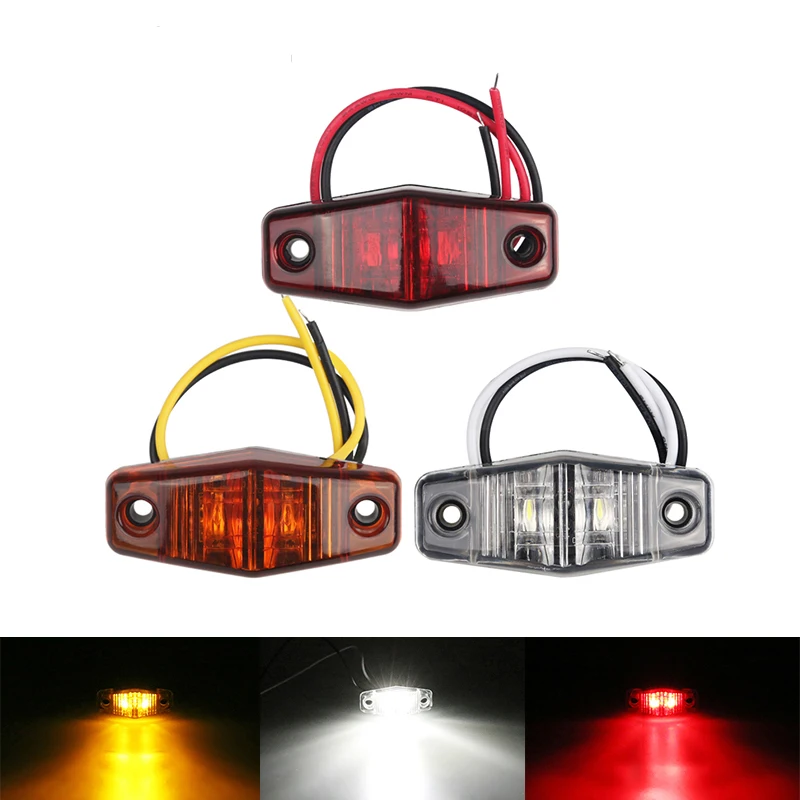 

1PC 12V 24V LED Side Marker Lights Warning Tail Light Auto Car External Lights Trailer Truck Yellow White Red Lamp Accessories