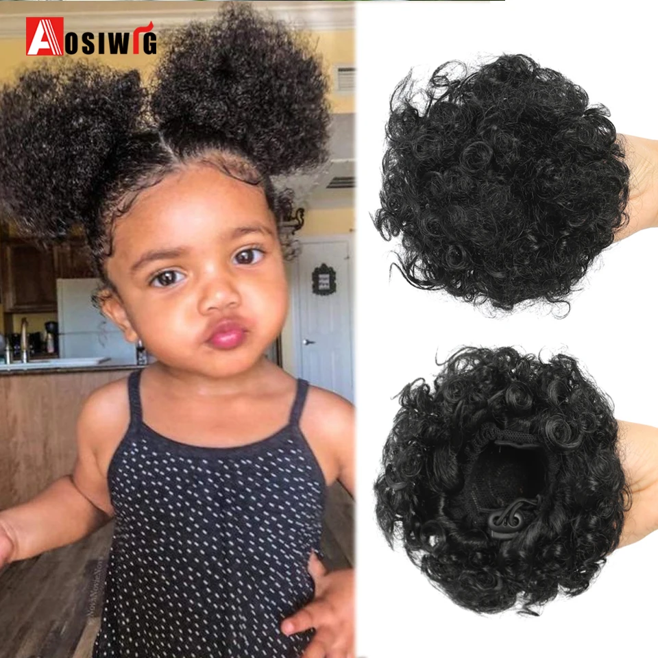 AOSI 4 pollici Afro Puff coulisse coda di cavallo per ragazze bambini donne  nere capelli sintetici panini crespi capelli ricci ciambella Chignon -  AliExpress 200165144, image size:960x960