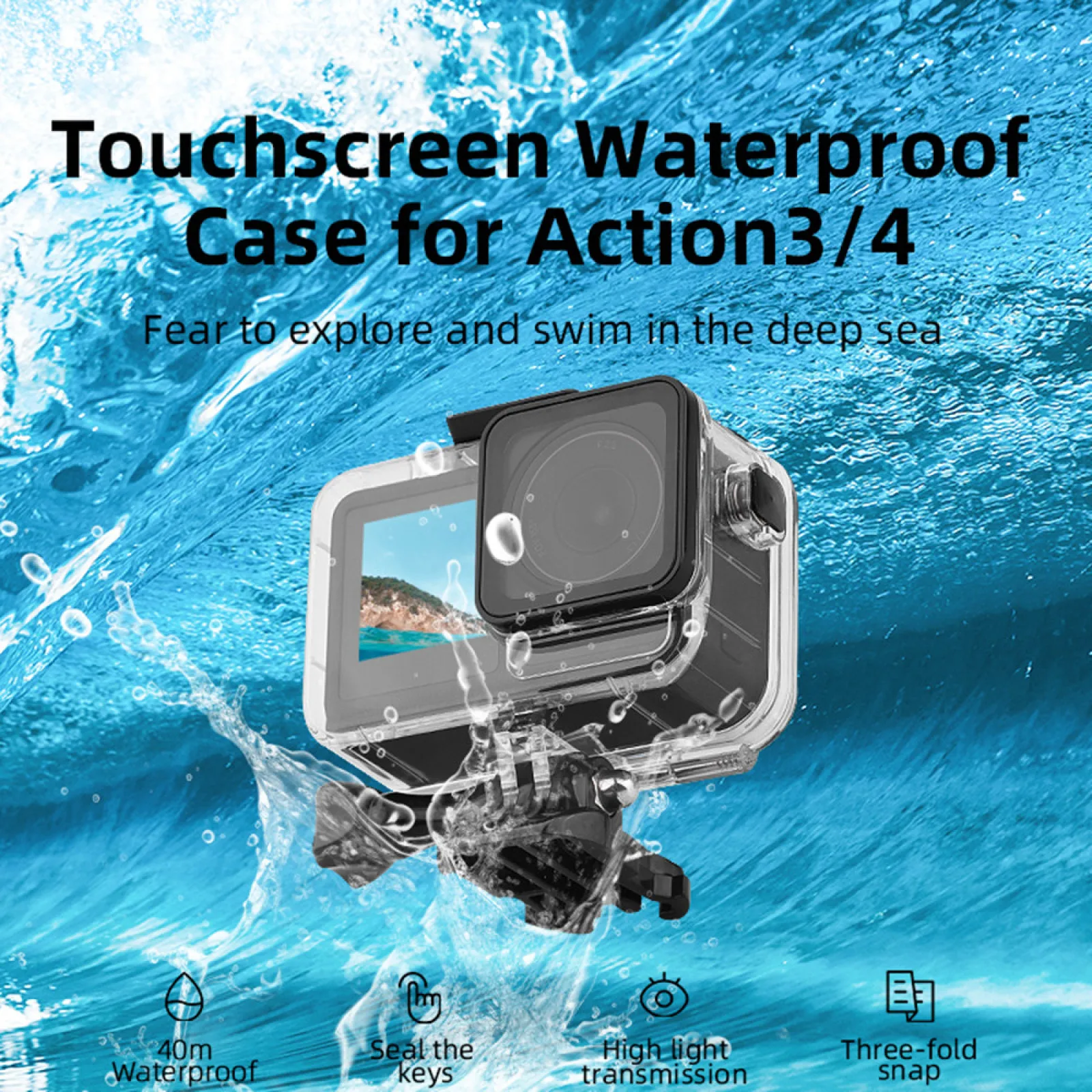 

Водонепроницаемый корпус для DJI Action 3 4 защитный чехол для дайвинга для подводной съемки Прозрачный чехол для DJI аксессуары для экшн-камеры