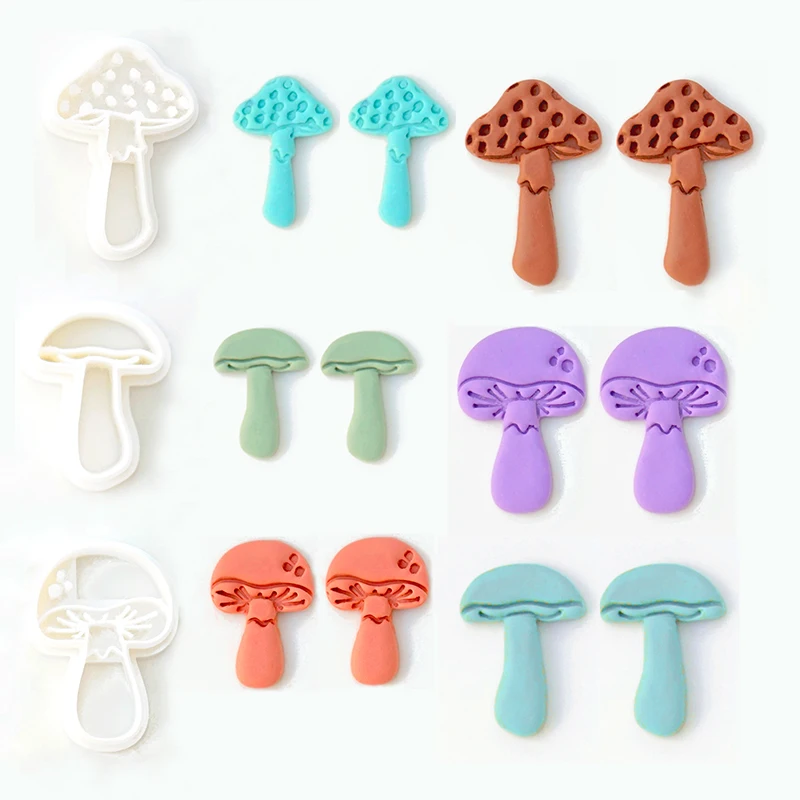 Mushroom Shape Polymer Clay Cutter 25/38mm Exquisite Mushroom Mold DIY Earring Pendant Printing Decoration Pottery Tools