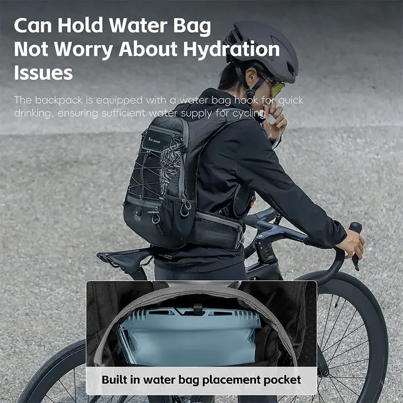 WEST BIKING Sport Backpack 16L Large Capacity Hiking Cycling Hydration Backpack Multi Pocket Mesh Bag+Strap Reflective