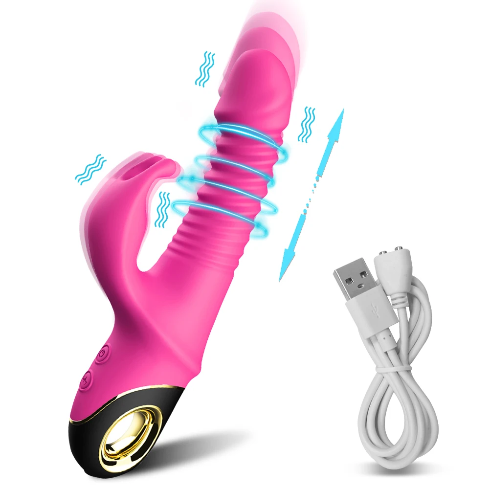 Vibrator Leistungsstarker Kaninchen-Dildo für Frauen Schub Einziehbarer automatisch rotierender G-Punkt-Klitoris-Stimulator Sexspielzeug_voghion.com
