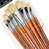 7pcs Premium Hog Bristle Filbert Paint Brushes Set, 100% Natural Chungking Hog Bristle, Professional Long Handled Artist Brushes 1