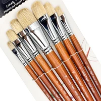 7pcs Premium Hog Bristle Filbert Paint Brushes Set, 100% Natural Chungking Hog Bristle, Professional Long Handled Artist Brushes 1